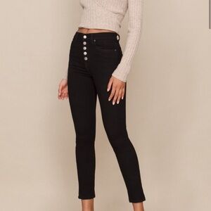 Reformation High & Skinny With Button Fly Jeans in Black